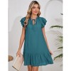 Womens Summer Dresses 2025 V-Neck Drawstring Ruffle Cap Short Sleeve Side Pockets Mini Dress Sundress - 3 of 4