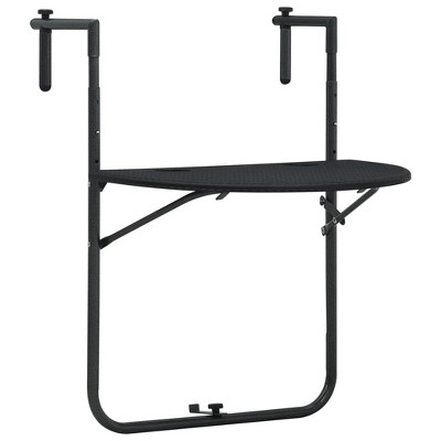 vidaXL Hanging Balcony Table, Black 23.6"x25.2"x32.9" Plastic Rattan Look