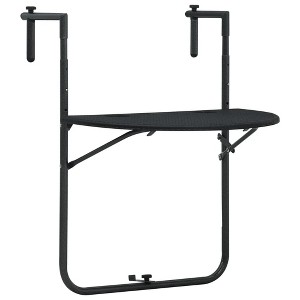 vidaXL Hanging Balcony Table, Black 23.6"x25.2"x32.9" Plastic Rattan Look - 1 of 4