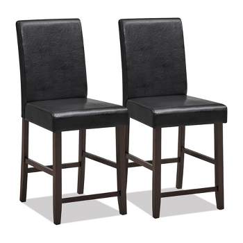Tangkula Set of 2 Bar Stools 24" Counter Height Pub Kitchen Chairs w/ Rubber Wood Legs