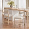 Set of 2 Farmhouse Counter Stools with Ladder Back and Upholstered Seat, Rubberwood Bar Chairs for Kitchen Island or Dining Room-Koiai - 3 of 4