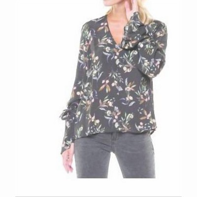 Women's Rustic Print Self Tie at Cuff Shirt - Dex