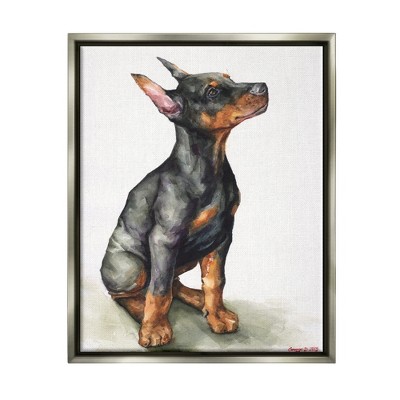 Stupell Industries Doberman Puppy Dog Pet Animal Watercolor Painting