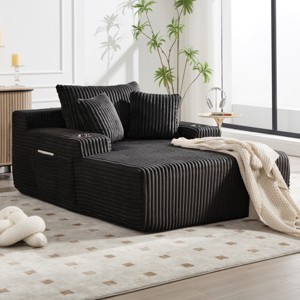 Oversized Corduroy Chaise Lounge Chair, Deep Seat Sleeper with USB & Cup Holders, 48" Wide No Assembly Sofa-3irtyhousy - 1 of 4