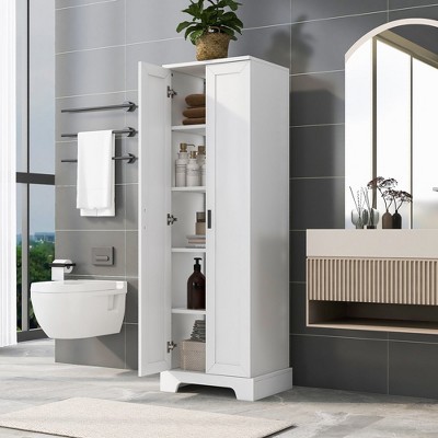 23.3"Storage Cabinet with Two Doors for Bathroom, Office, Adjustable Shelf, MDF Board,Brown