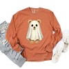 Watercolor Ghost Bear - Womens Garment Dyed Long Sleeve - 2 of 3