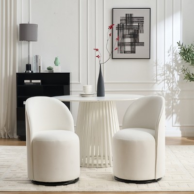 Grungis Velvet Barrel Swivel Kitchen Chairs Set of 1,Round Upholstered Armless Swivel Dining Chairs for Dining Room,Living Room,Kitchen