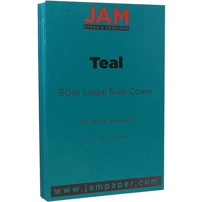 JAM Paper Legal Matte 80lb Colored Cardstock 8.5 x 14 Coverstock Teal Blue 16729449