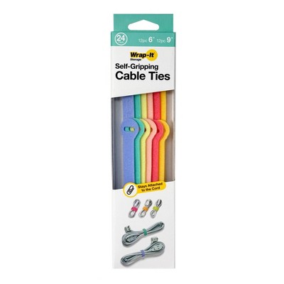 Wrap-It Cable Ties 24pk 6" and 9" Bright Pastel