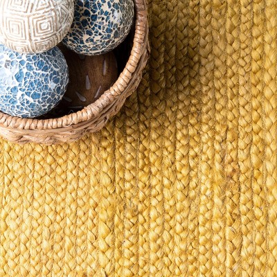 Braided Eleonora Handmade Jute Rectangular Rug, 5' x 8', Yellow