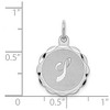 Black Bow Jewelry Sterling Silver, Sarah Collection 15mm Brocaded Disc Initial J Pendant - 4 of 4