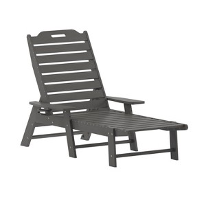 Flash Furniture Monterey Set of 2 Adjustable Adirondack Loungers with Cup Holders- All-Weather Indoor/Outdoor HDPE Lounge Chairs - 1 of 4