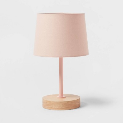 Image of Table Lamp Pink/Rubberwood (Includes LED Light Bulb) - Pillowfort™