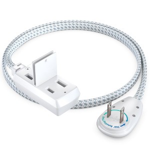 Maximm Cable 360 Degree Rotating Flat Plug Extension Cord 16 AWG 3-Outlet, 2 Prong with Safety Cover - UL Certified - 1 of 4