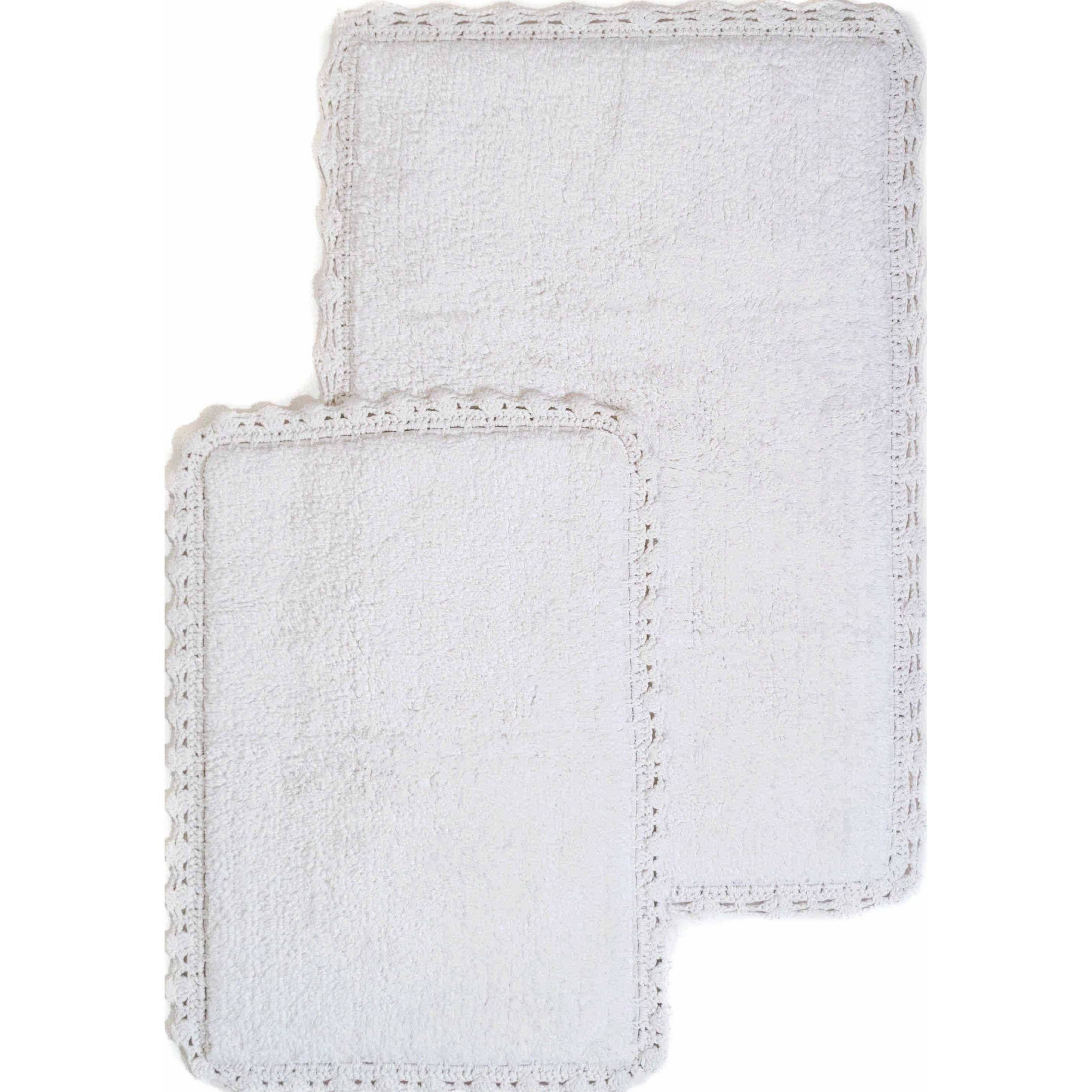 2pc Solid Crochet Bath Rug Set Ivory - Chesapeake