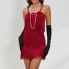 Womens Roaring 20s Costumes Flapper Dress 1920s Gatsby Vintage Fringe Dress Spaghetti Strap Dress for Gatsby Theme Party,Red - S - 4 of 4