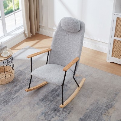 NicBex Accent Chair Rocking Chair with Adjustable Headrest Pillow Upholstered Glider Rocker Comfy Chair for Living Room, Bedroom