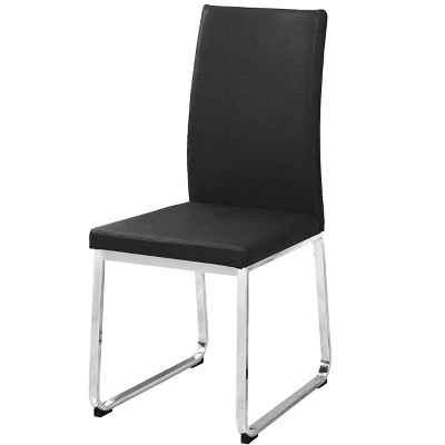 Black Faux Leather Upholstered Parsons Side Chair with Chrome Metal Legs