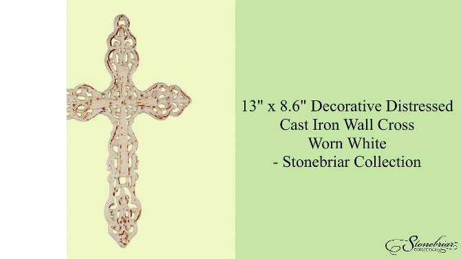 13&#34; x 8.6&#34; Decorative Distressed Cast Iron Wall Cross Worn White - Stonebriar Collection, 2 of 7, play video