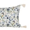 14" x 22" Blue Floral Suzani Lumbar Accent Throw Pillow w/ Tassels - 3 of 4