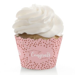 Big Dot of Happiness Rose Gold Grad - Graduation Party Decorations - Party Cupcake Wrappers - Set of 12 - 1 of 4