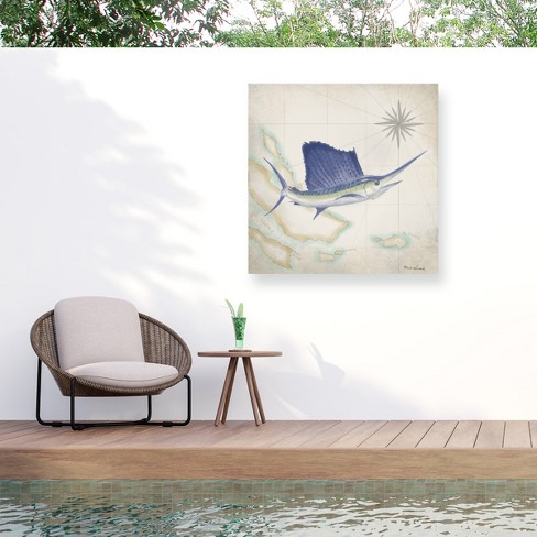 Trademark Fine Art - Rick Novak 'sailfish Map Ii' Outdoor Canvas ...