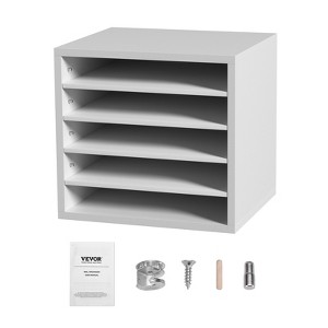 VEVOR Literature Organizers, 5 Compartments Office Mailbox with Adjustable Shelves, Wood Literature Sorter 13.9x12x13 inches,EPA Certified - 1 of 4