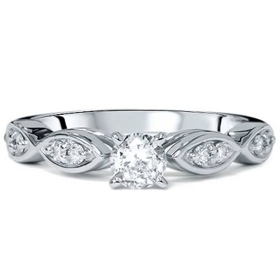 Pompeii3 1/2CT Vintage Round Diamond Engagement Ring 14K White Gold