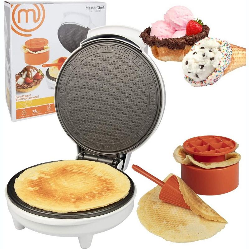 MasterChef Waffle Cone and Bowl Maker- Includes Shaper Roller and Bowl Press- Homemade Ice Cream Cone Baking Iron Machine, 1 of 4