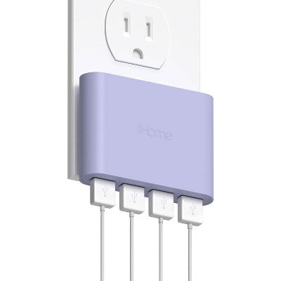 iHome Slim 4-Port USB Wall Charger, AC Pro Multiport Plug Adapter, Phone Charging Block with 4 Ports, Flat USB Wall Adapter for Home & Travel