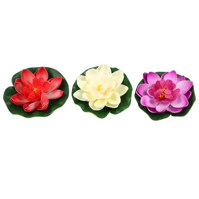 Unique Bargains Artificial Lotus Flowers For Garden Ponds Pool Decoration 3  Pcs : Target