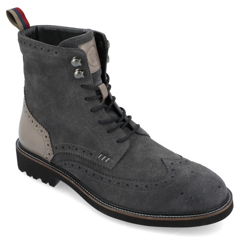 Grey wingtip outlet boots