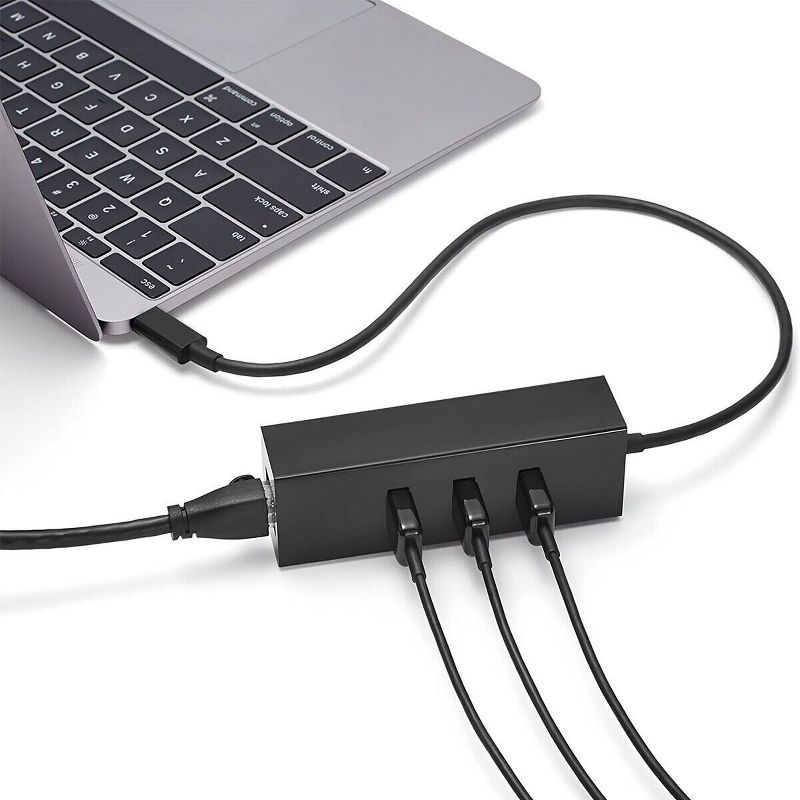 Sanoxy USB-C USB 3.1 Type-C Male to 3-Port USB 3.0 Hub RJ45 Gigabit Ethernet Adapter, 4 of 6