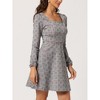 Allegra K Women's Fall Vintage Square Neck Long Sleeve Plaid Dress - 2 of 4