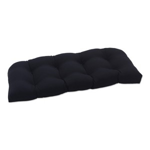 Outdoor Wicker Loveseat Cushion - Black Fresco Solid - Pillow Perfect: Weather-Resistant Patio Bench Seat Cushion - 1 of 2
