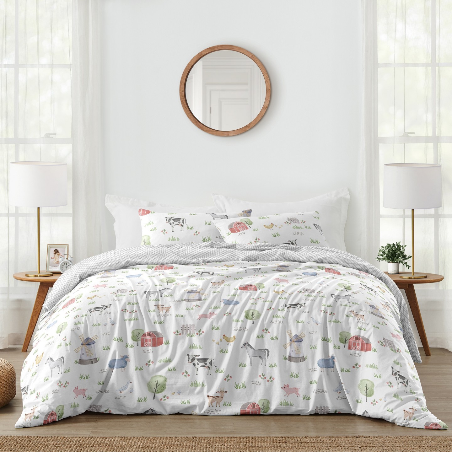 Постельное бельё Sweet Jojo Designs Full/Queen Comforter Bedding Set Farm Animals Multicolor 3 pc, цвет: Разноцветный — фото 1