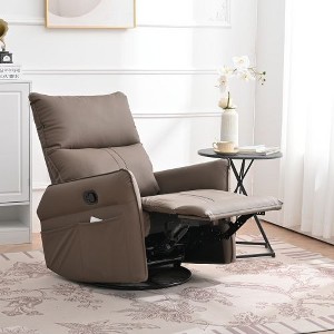 CENGHU Leather Rocking Recliner Chair, 360� Swivel Nursery Rocking Chair, Modern Glider Chair, Single Sofa Chair for Bedroom, Living Room - 1 of 4