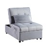 Vynxaria Modern Lift Top Storage Bench with Pull-out Bed 1pc Gray Velvet Tufted Solid Wood Furniture Convertible Chair - 4 of 4