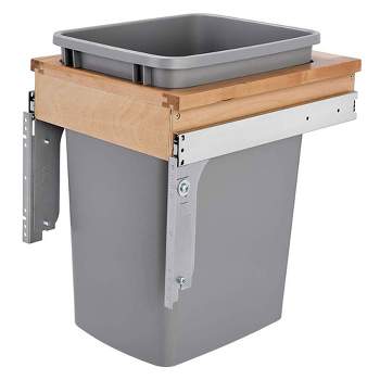 Rev-A-Shelf 35 Quart Top Mount Pullout Kitchen Waste Trash Container Bin for 1.5 Inch Faceframe Cabinet, Silver