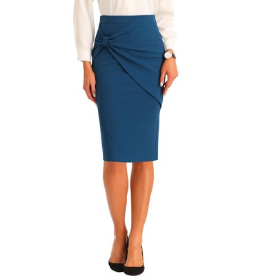 INSPIRE CHIC Women's Work Ruched High Waist Midi Pencil Skirt