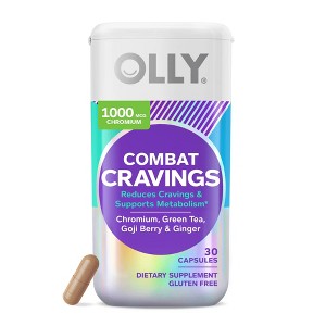 OLLY Combat Cravings, Metabolism Support Supplement with Chromium & Green Tea Extract, 30 Capsules - 1 of 4