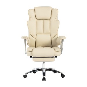 Vynxaria Large Office Chair,Tall Executive Office Chair with Footrest, Leather Computer Chair, Ergonomic Reclining Chair High Back , Home (Beige) - 1 of 4