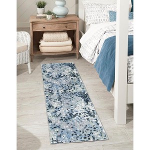 Unique Loom Kamala Washable Collection Area Rug - Free Spirit (2'  x 8' Runner Gray Navy Green/Ivory) - 1 of 4