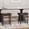 24" Bar Stools Set of 2 – Kitchen Island Seating with Metal Frame & Bonded Leather Upholstery - 4 of 4