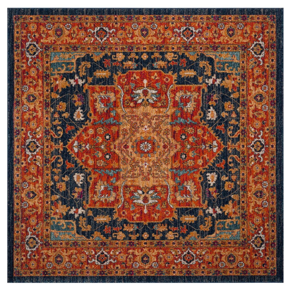 5'1inx5'1in Medallion Loomed Square Area Rug Orange - Safavieh