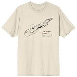 Elevation 7573 Lake Superior Isle Royale and Island Men's Natural Short Sleeve Crew Neck Tee - 1 of 3