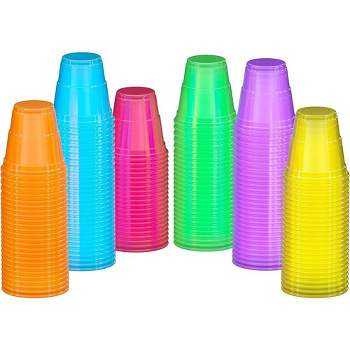 Exquisite Blacklight Party Glow Cups - 120 Pack 2 oz - Assorted Colors - Disposable Cups for Party - Blacklight Reactive Glow in