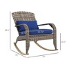 Adirondack Chair, Outdoor Wicker Rocking Chair with High Back, Seat Cushion, and Pillow for Porch, Balcony - 3 of 4