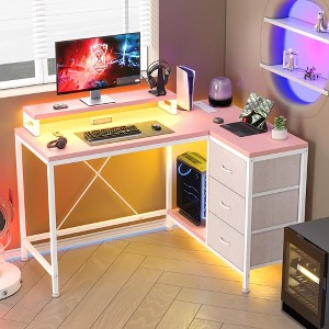 L Shaped Desk with Power Outlets & LED Lights - 1 of 4