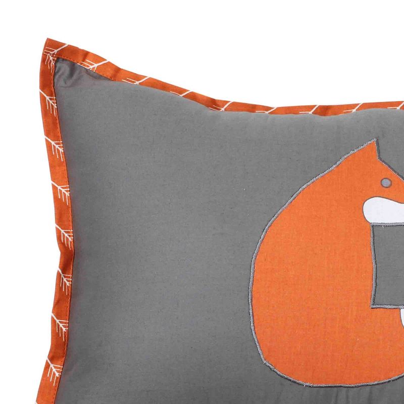 Bacati - Playful Fox Orange/Grey Throw Pillow, 3 of 6